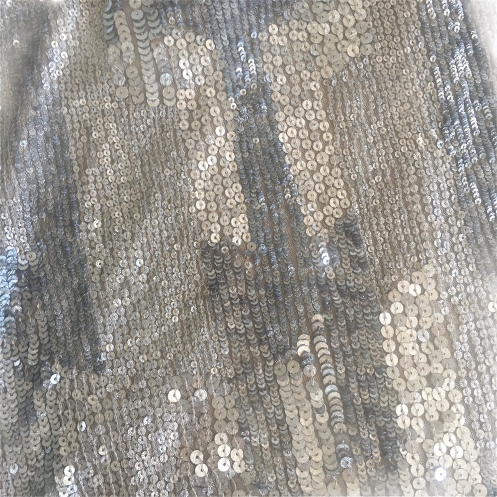 new Parker ❤︎ Sequin Sleeveless Evening Top ❤︎ Sheer Yoke Tank ❤︎ Silver Large - Picture 8 of 12